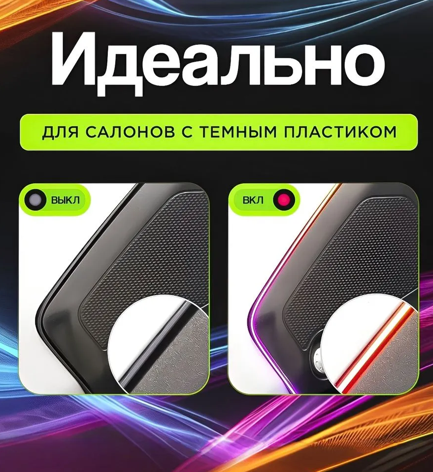 Черная Подсветка салона автомобиля 18 в 1, LED Ambient Light , универсальная